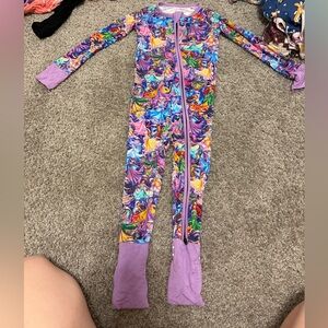 Whimsical Purple Kids Footie Pajama